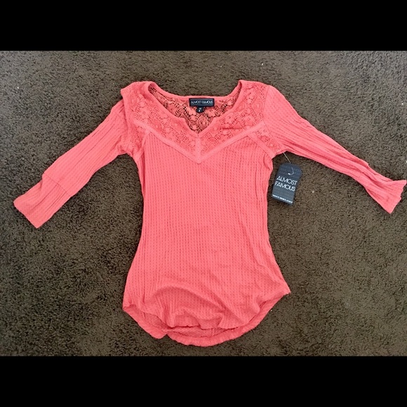 Almost Famous Tops - Peach long sleeve blouse/shirt Almost Famous Tops - Peach long sleeve blouse/shirt